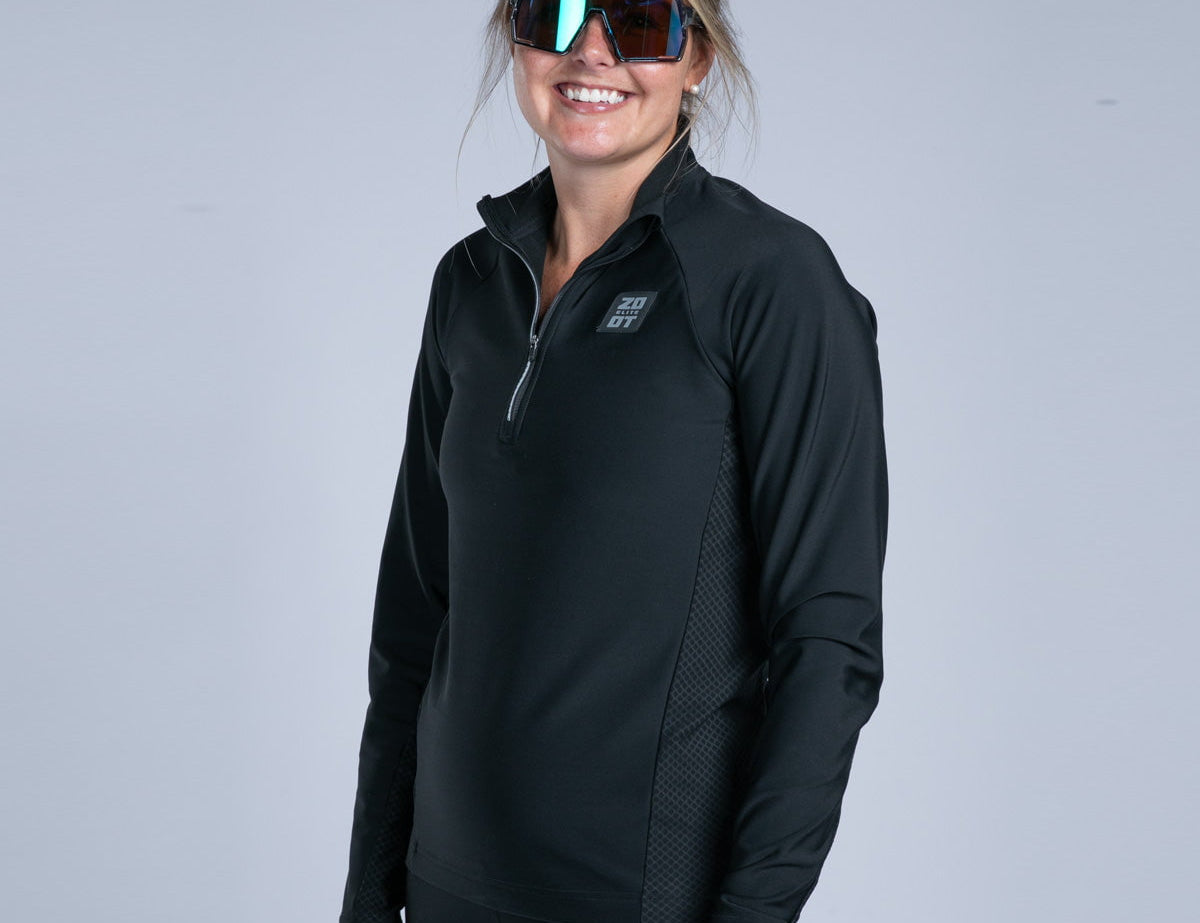 Zoot Sports CYCLE SHORTS Women's Elite Run Hallocore Thermal Half Zip - Jet Black