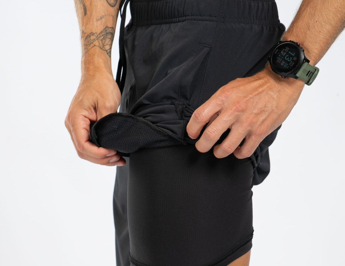Zoot Sports RUN BOTTOMS Men's Elite Run 8" Short 2 in 1 - Jet Black