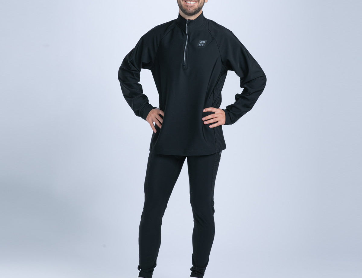 Zoot Sports RUN BOTTOMS Men's Elite Run Hallocore Thermal 1/2 Zip - Jet Black
