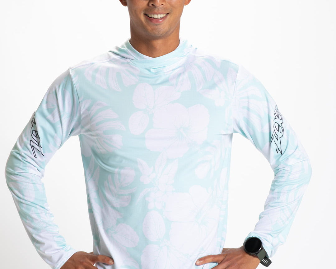 Zoot Sports RUN LONG SLEEVE TEES Men's Ltd Run Sun Stop Hoodie - Blue Hawaii