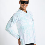 Zoot Sports RUN LONG SLEEVE TEES Women's Ltd Run Sun Stop Hoodie - Blue Hawaii