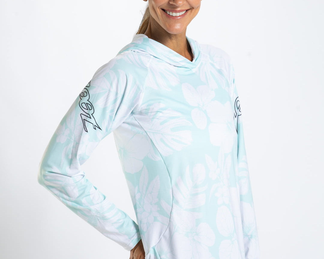 Zoot Sports RUN LONG SLEEVE TEES Women's Ltd Run Sun Stop Hoodie - Blue Hawaii