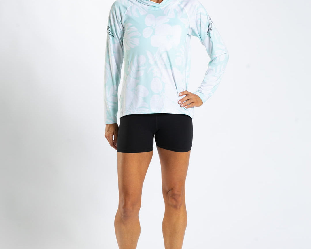 Zoot Sports RUN LONG SLEEVE TEES Women's Ltd Run Sun Stop Hoodie - Blue Hawaii
