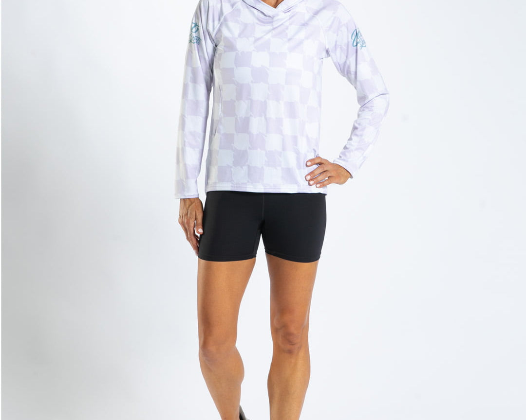Zoot Sports RUN LONG SLEEVE TEES Women's Ltd Run Sun Stop Hoodie - Checkers