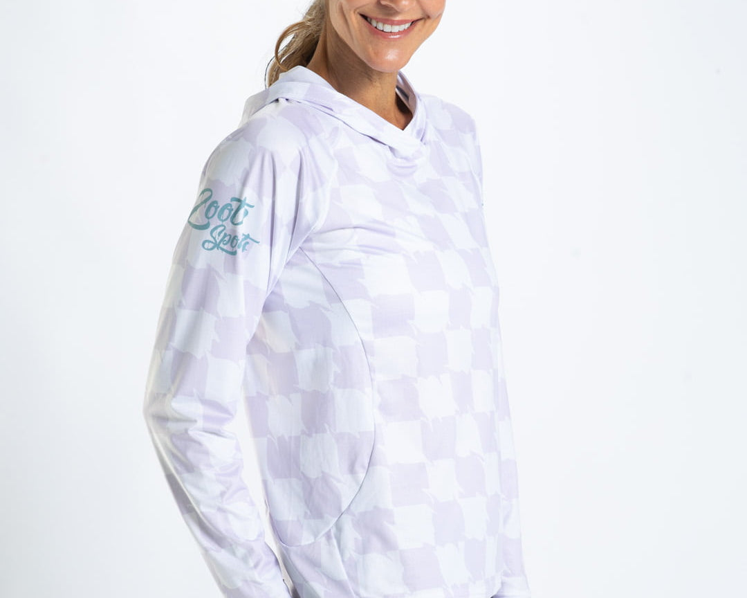 Zoot Sports RUN LONG SLEEVE TEES Women's Ltd Run Sun Stop Hoodie - Checkers