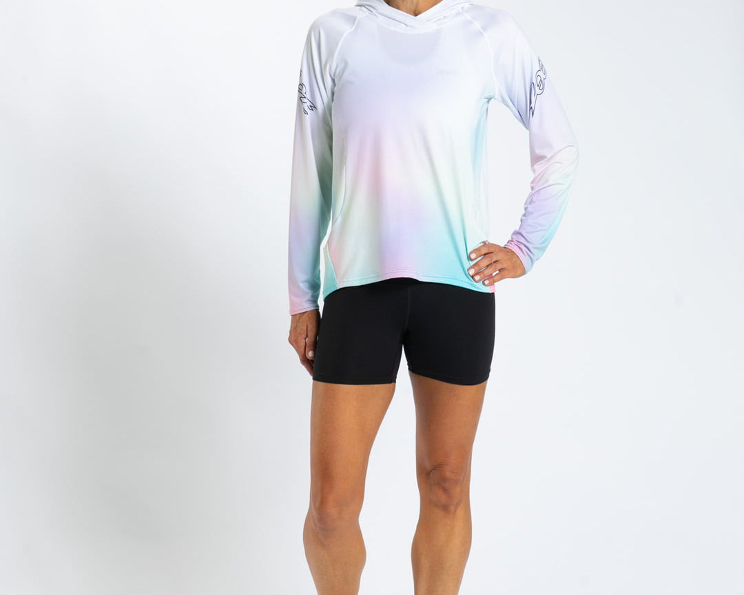 Zoot Sports RUN LONG SLEEVE TEES Women's Ltd Run Sun Stop Hoodie - Sunset