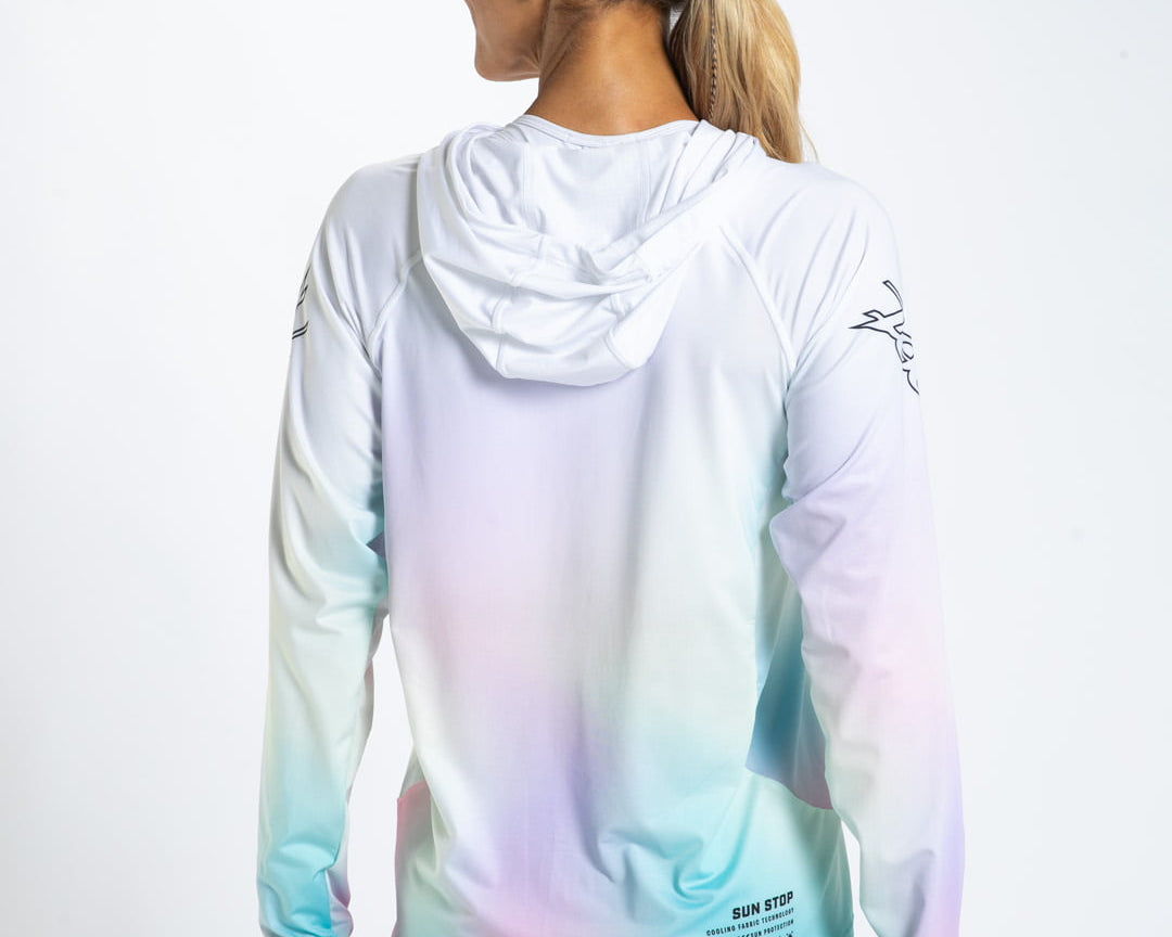 Zoot Sports RUN LONG SLEEVE TEES Women's Ltd Run Sun Stop Hoodie - Sunset