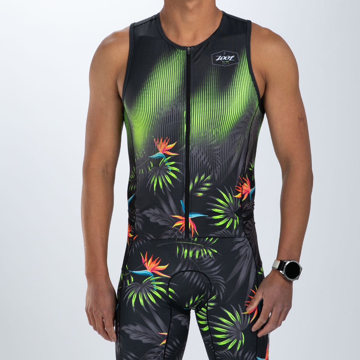 Zoot Sports TRI RACESUITS Men's Ltd Tri Aero Slvs Fz Racesuit - Tropical Magic