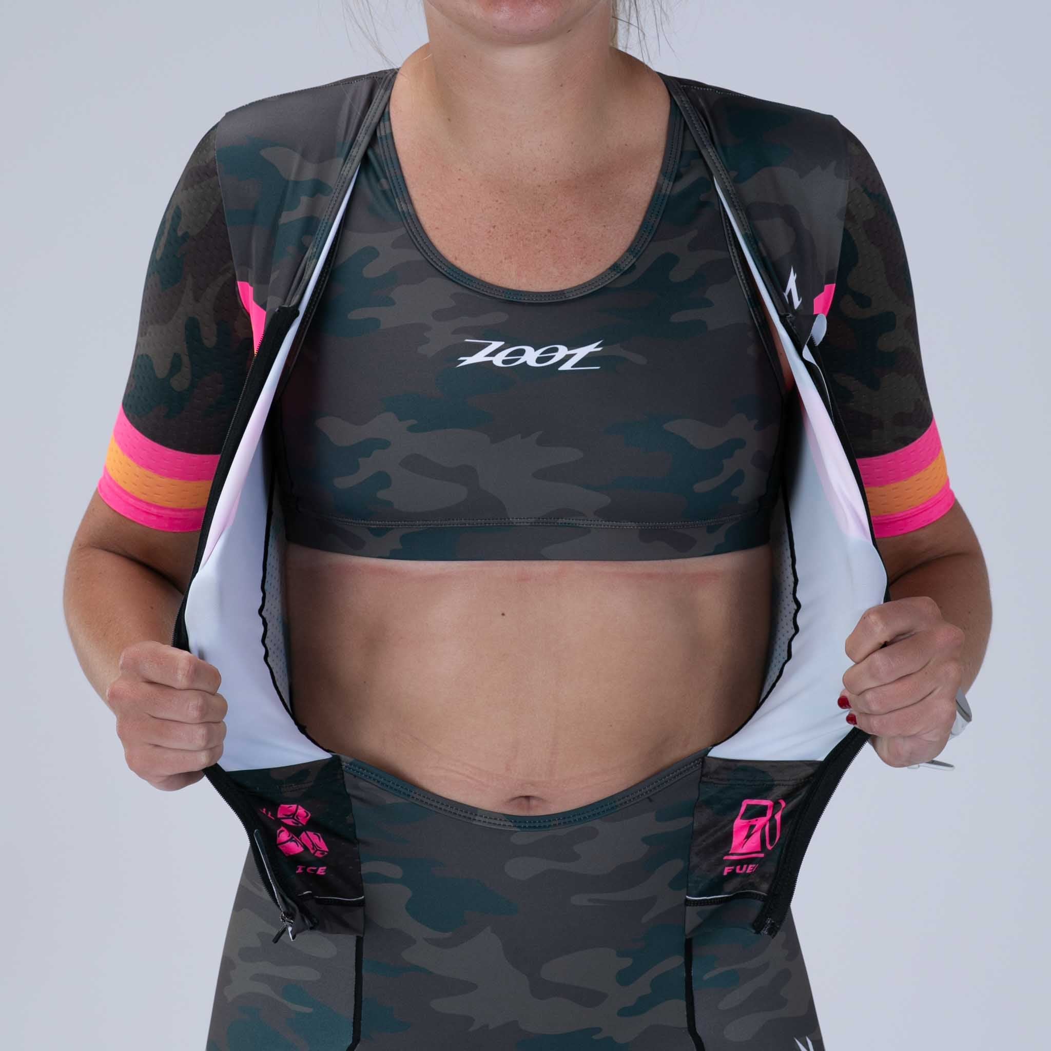 Zoot Sports TRI RACESUITS Womens LTD Triathlon Aero  Full Zip Racesuit - Cali Camo